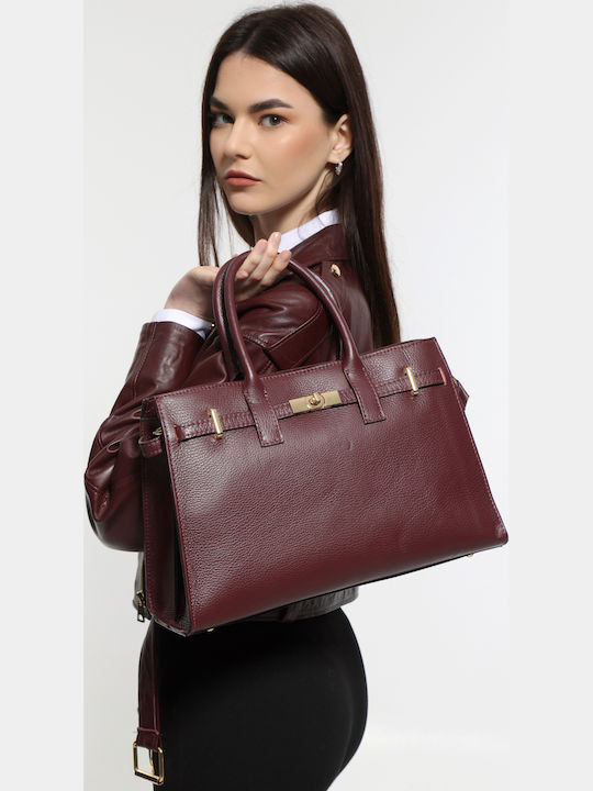 Burgundy Leather Women's Tote Bag