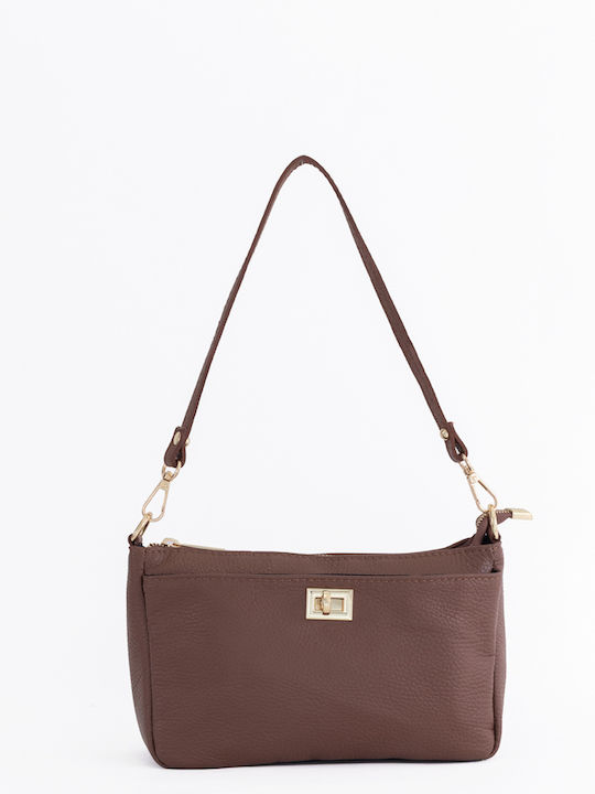 Brown Chocolate Leather Women's Shoulder Bag
