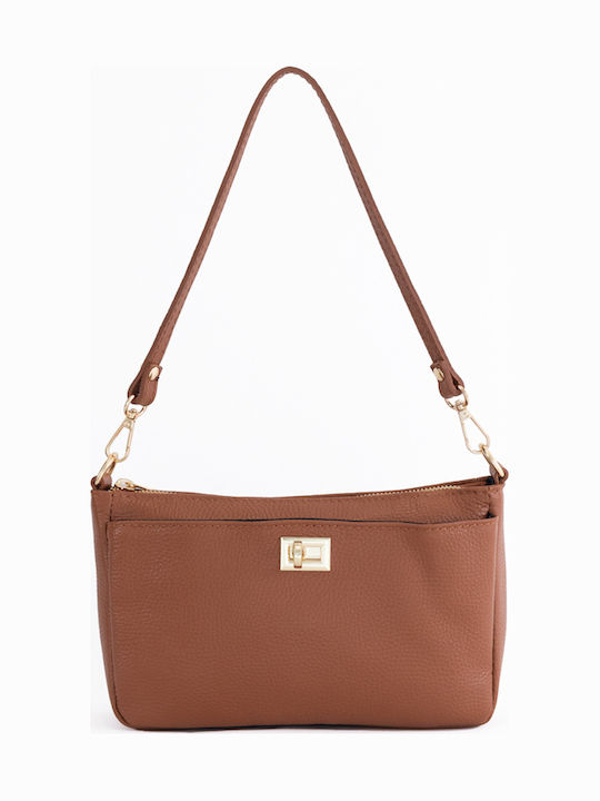 Brown Chocolate Leather Women's Shoulder Bag
