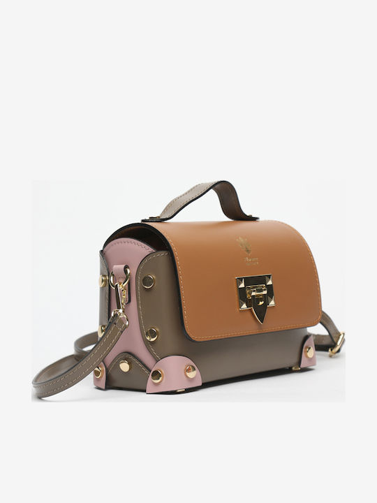 Leather Women's Flap Bag Khaki