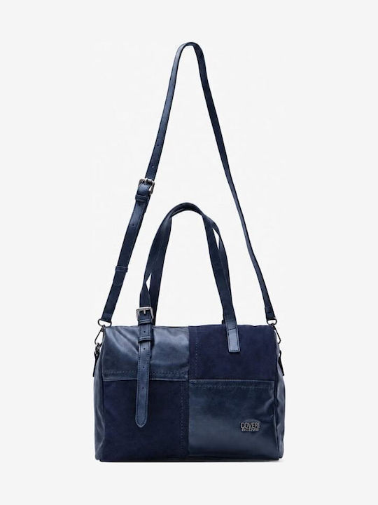 Fabric Women's Tote Bag Suede Dark Blue