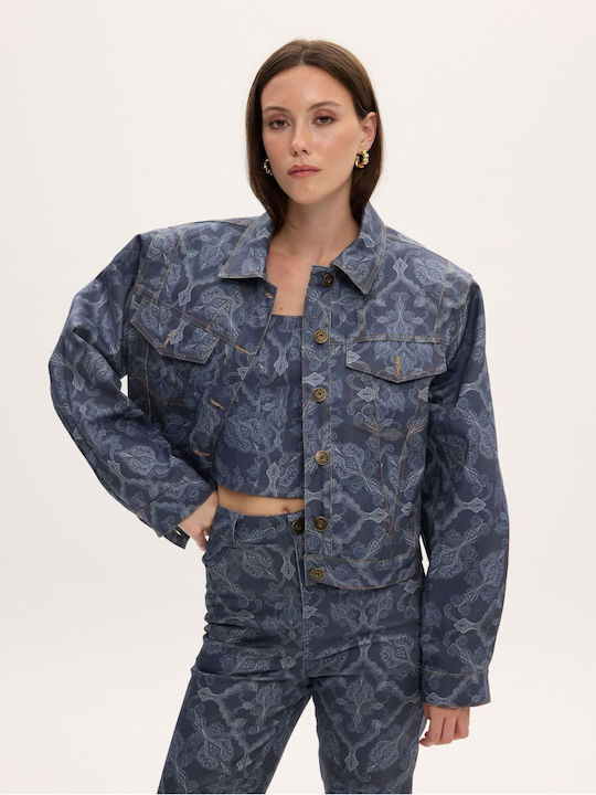 Damenbluse Korsett mit Trägern Blumenmuster Blau