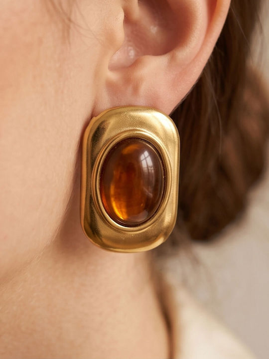 Goldene Ohrringe aus Edelstahl, Goldbraun 231496