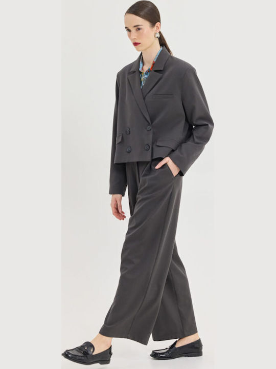 Hemithea Kurzer Damenblazer Grey
