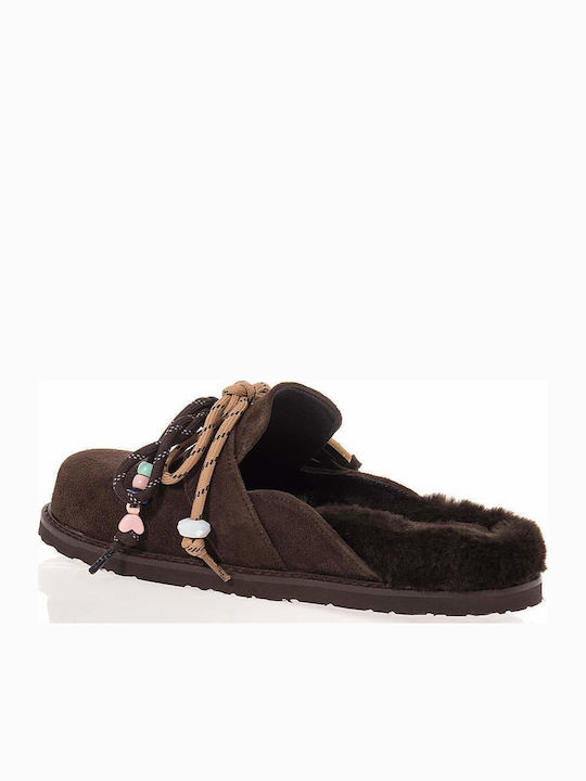 Komis & Komis Δερμάτινα Mules με Τακούνι σε Καφέ Χρώμα D2300FW26-EBANO