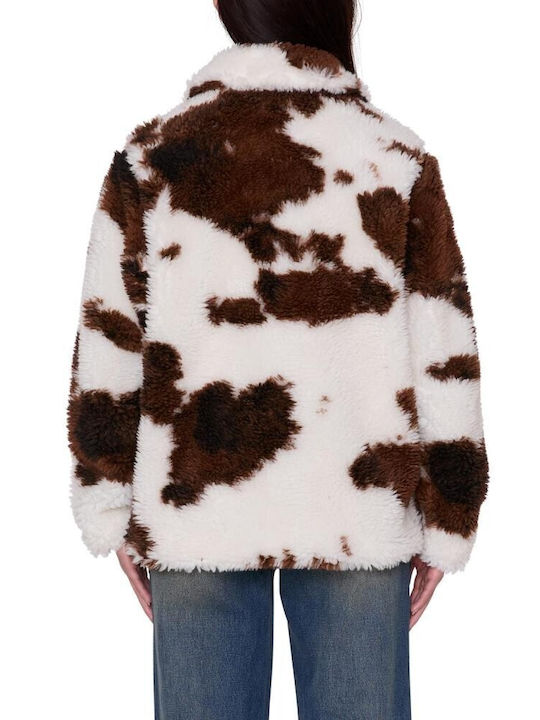 Obey Nolie Sherpa Kurze Damenjacke für den Winter Braun