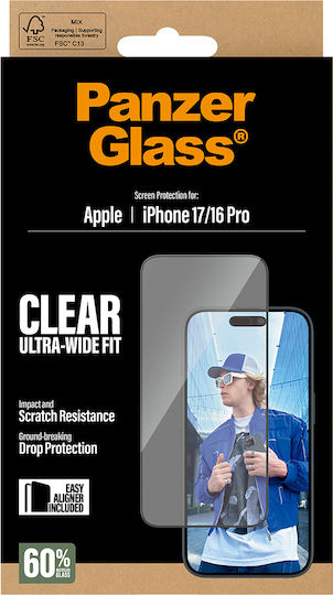 PanzerGlass Displayschutzfolie iPhone 17 iPhone 16 Pro Ultra-Wide Fit mit EasyAligner