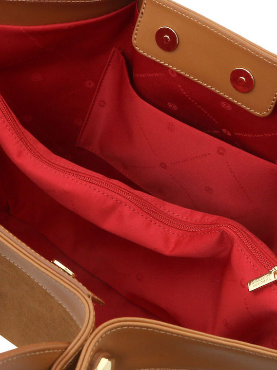 Suede Cognac Leather Women's Shopper Bag