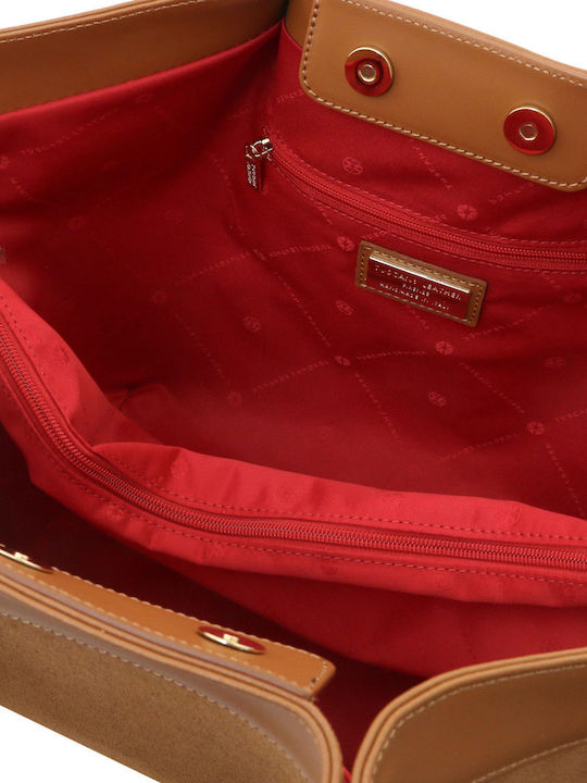 Suede Cognac Leather Women's Shopper Bag