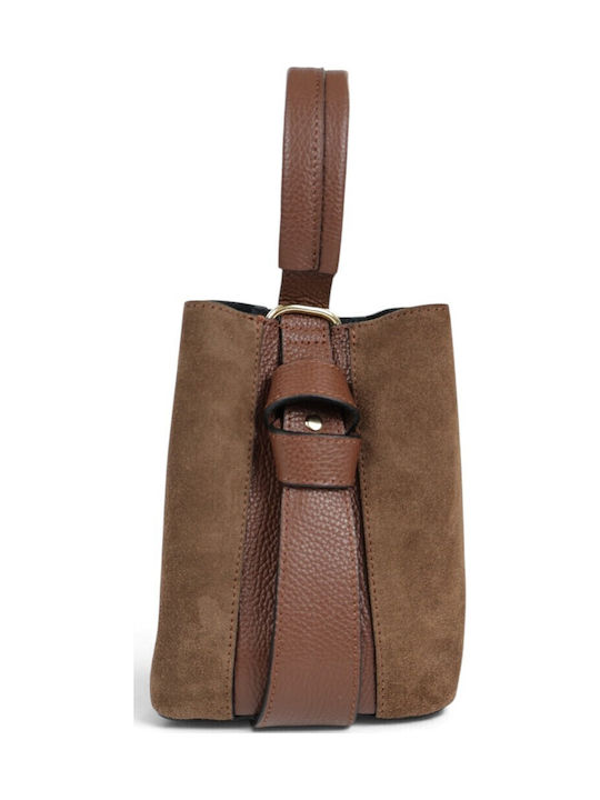 Brown Suede Leather Women's Drawstring Bag