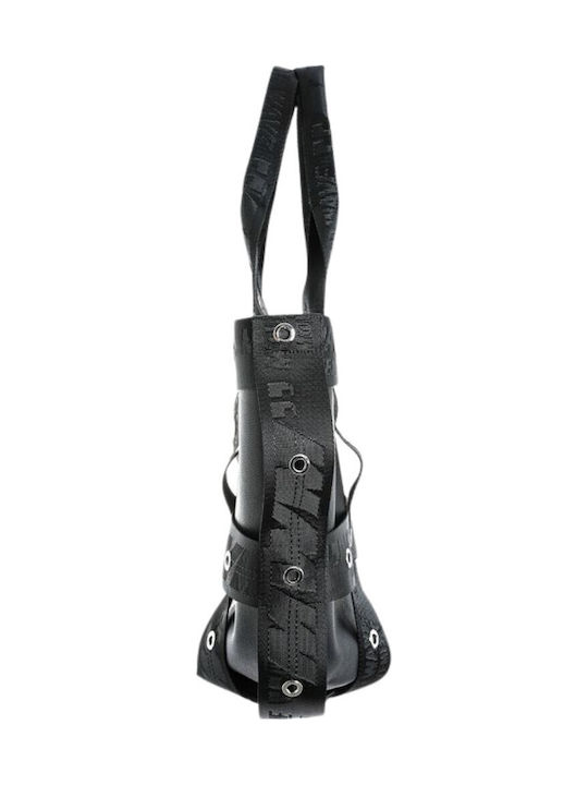 Schwarze Tote-Tasche aus Stoff für Damen