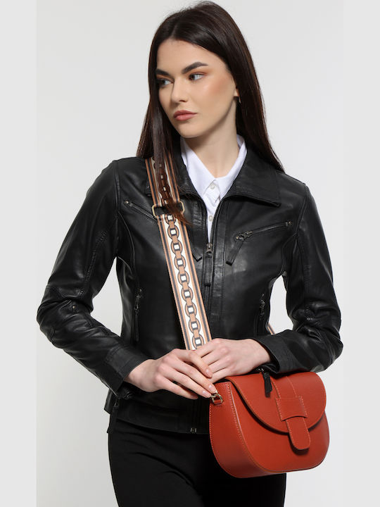 Leather Women's Flap Bag Fuchsia