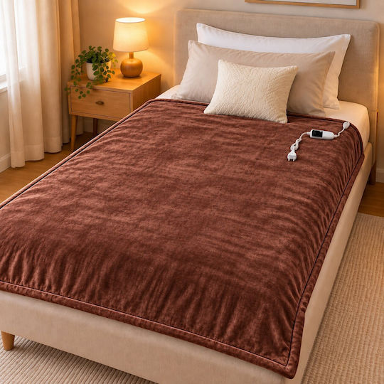 Kraft World TKSH-1 Brown Single Washable Electric Blanket Brown 140W 150x80 cm