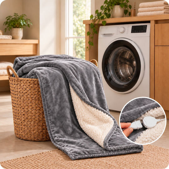 Kraft World TKSH-1 Grey Single Washable Electric Blanket Grey 140W 150x80cm