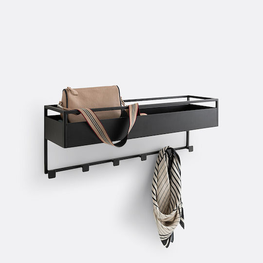 La Redoute Interieurs Метална Стенна Закачалка с 6 Места, Черна, 19x25 см