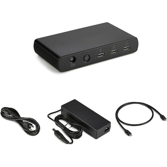 Amazon Basics Thunderbolt 4 / USB-C докинг станция с 4K, PD и свързване на 2 екрана, черна (B0CPT7WSSF)