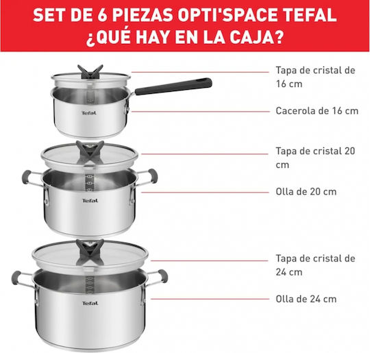 Tefal Optispace Σετ Μαγειρικά Σκεύη 3 τεμαχιών Tefal Optispace Σετ Μαγειρικά Σκεύη 3 τεμαχιών