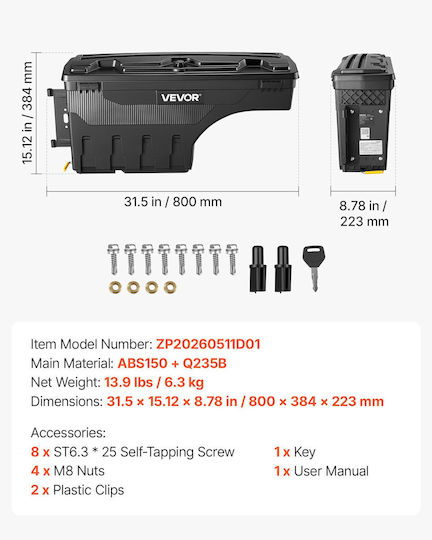 Vevor Car Bed Toolbox