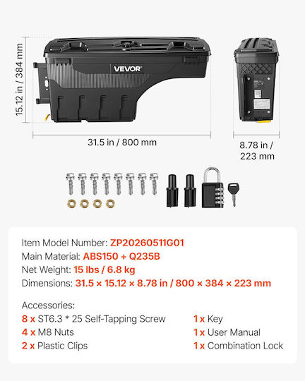 Vevor Truck Bed Toolbox for Car 1997-2014