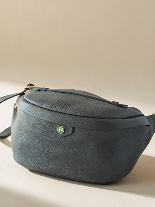 Olivefarbene Damen-Crossbody-Tasche aus Leder