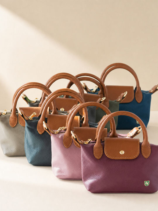 Petite Dunkelbraune Damen-Flap-Tasche aus Leder