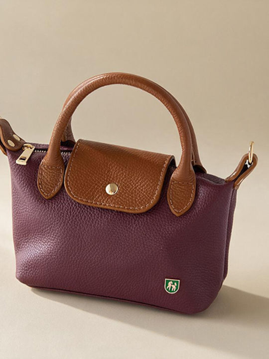 Petite Dunkelbraune Damen-Flap-Tasche aus Leder