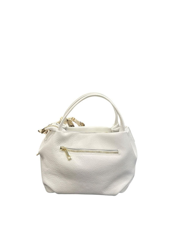 Leather Women's Tote Bag Silver