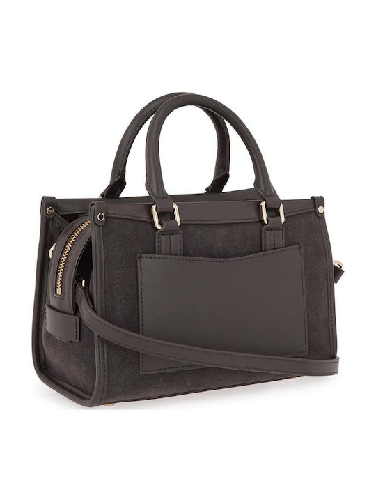 My Best Leather Women's Satchel Bag Suede Atena Carpet-Brown Stripes