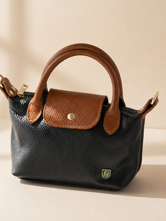 Petite Graue Damen-Ledertasche mit Klappe