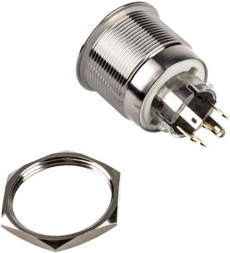 DimasTech Druckknopf Ein-Aus-Schalter mit Beleuchtung Silber 1 Stück