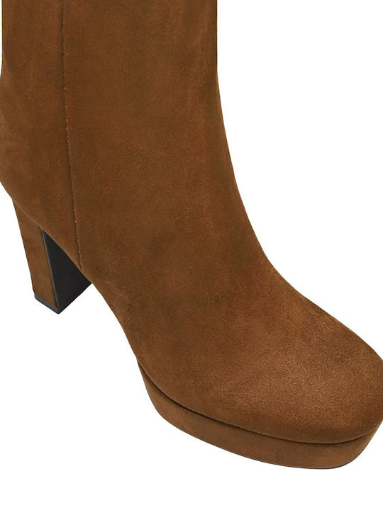 Wildleder Damenstiefeletten mit hohem Absatz 210