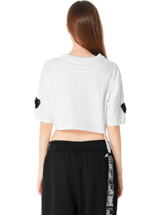 Mod Wave Movement Teddy Mike Bag Damen-Crop-T-Shirt Weiß