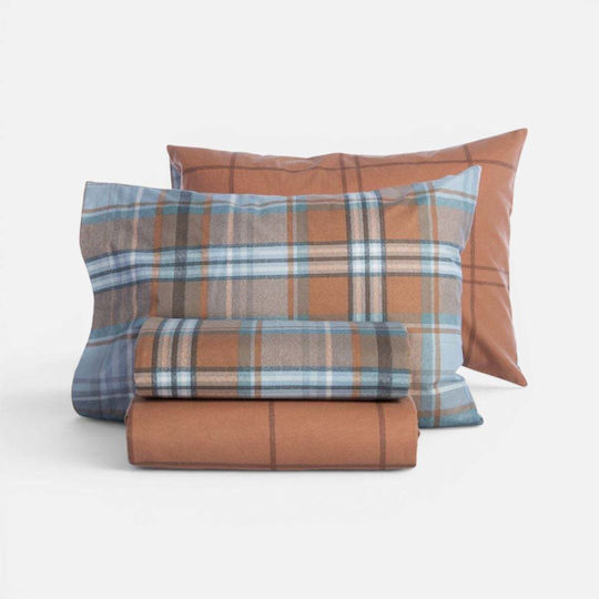 Nef-Nef Homeware Resten Fitted Double Bed Sheet Set 160x200+32 cm Camel (4 pcs)