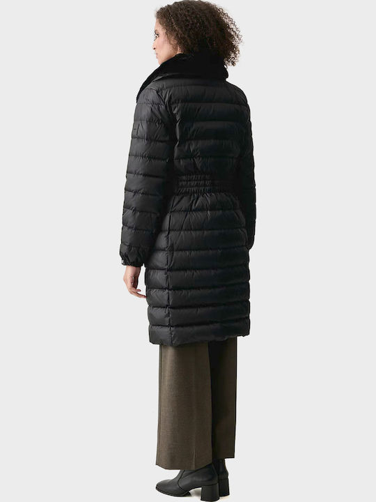Μακρύ Γυναικείο Puffer Μπουφάν για Χειμώνα Black