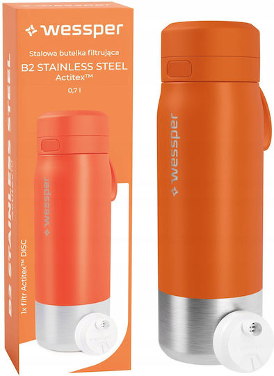Wessper Sticlă De Apă Metalică Cu Capac Șurub Gri 700ml