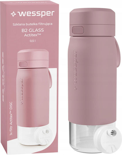 Wessper Sticlă De Apă Din Sticlă Cu Capac Șurub Roz 500ml