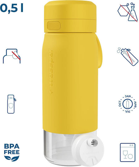 Wessper Glaswasserflasche mit gelbem Schraubdeckel 500 ml