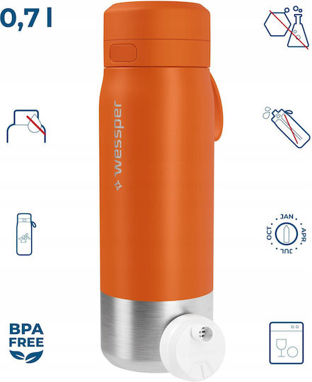 Wessper Sticlă De Apă Metalică Cu Capac Șurub Gri 700ml