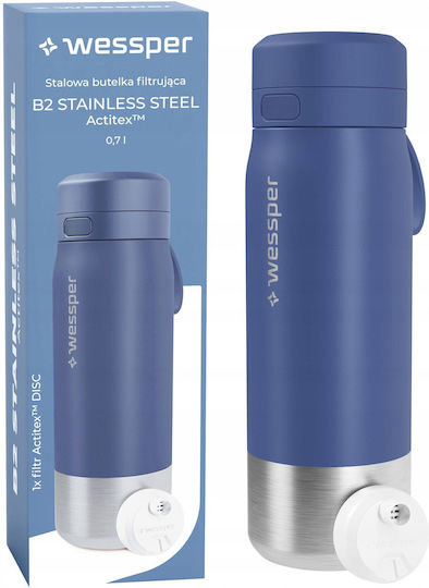 Wessper Metallic Water Bottle With Screw Lid Grey 700ml