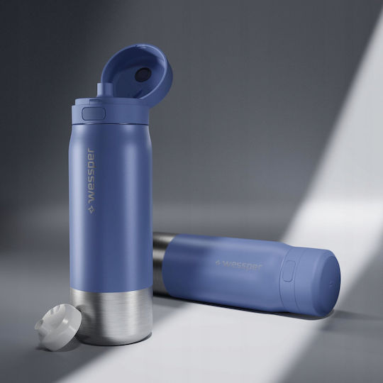 Wessper Metallic Water Bottle With Screw Lid Grey 700ml