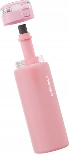 Wessper Sticlă de Apă din Sticlă cu Capac Filetat Roz 680 ml