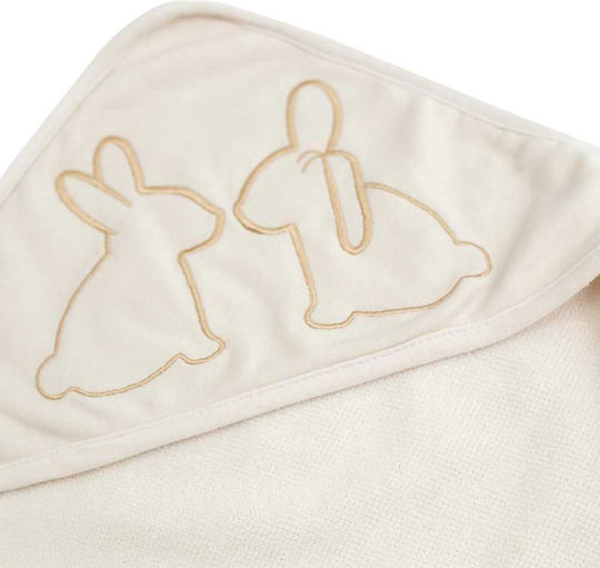 Trois Kilos Sept Baby Hooded Bathrobe White/Beige 70x70 cm