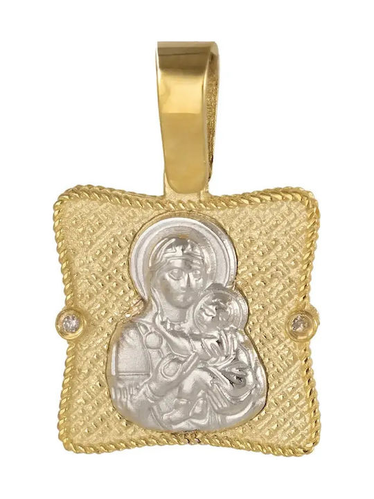 Children’s Double-Sided Virgin Mary Pendant Charm in 9K Gold 057591