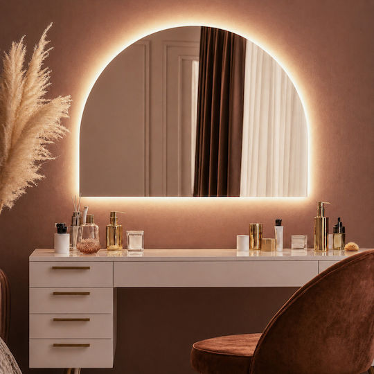 Tulup Oglindă de Perete Arcuită cu Iluminare LED 80x60cm