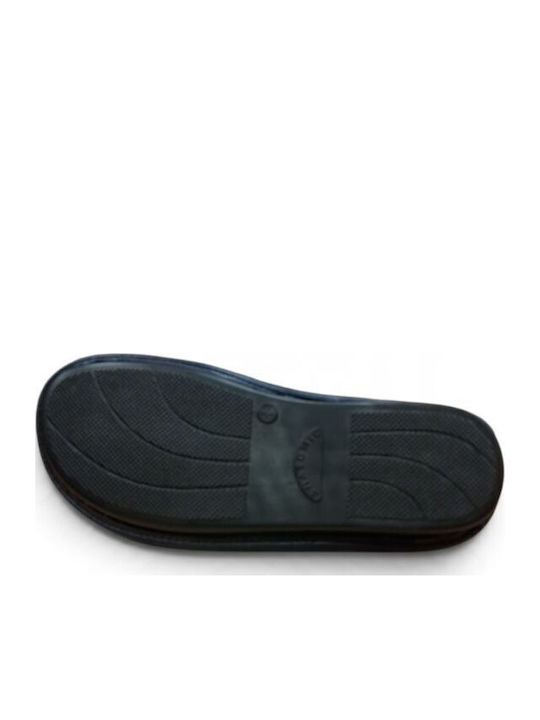 Blaue Herren Lederpantoffeln