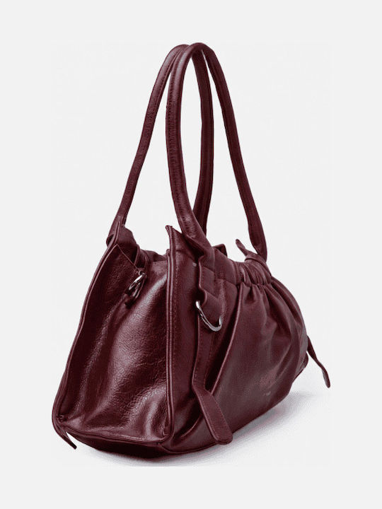 Burgundy Fabric Women's Drawstring Bag