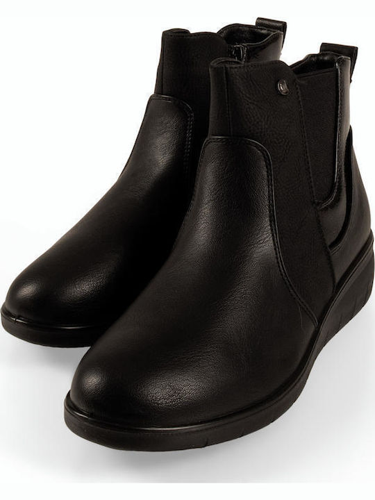 Damen-Stiefeletten aus schwarzem Lackleder