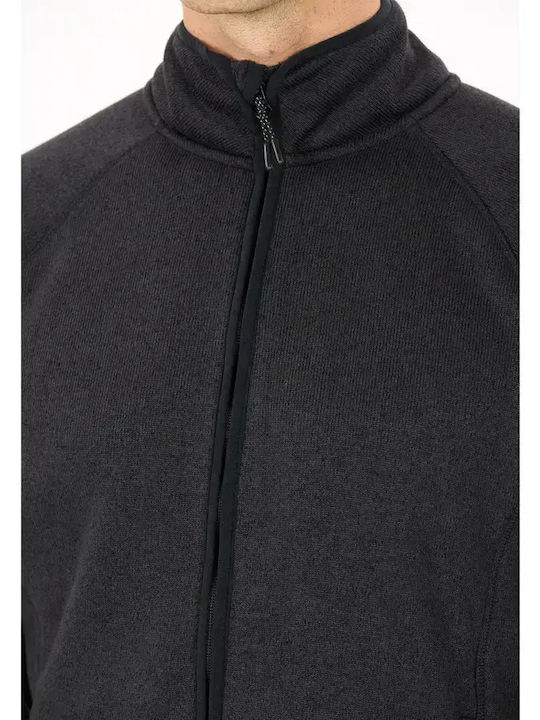Herren-Fleecejacke mit Kapuze in Anthrazit