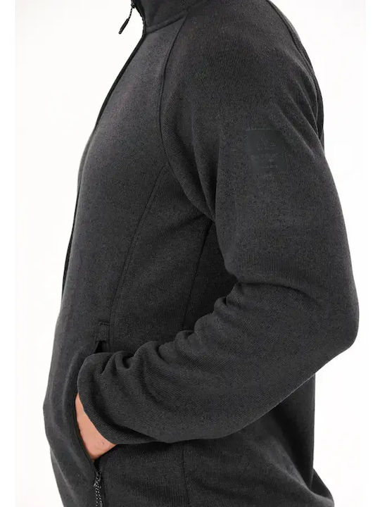 Herren-Fleecejacke mit Kapuze in Anthrazit