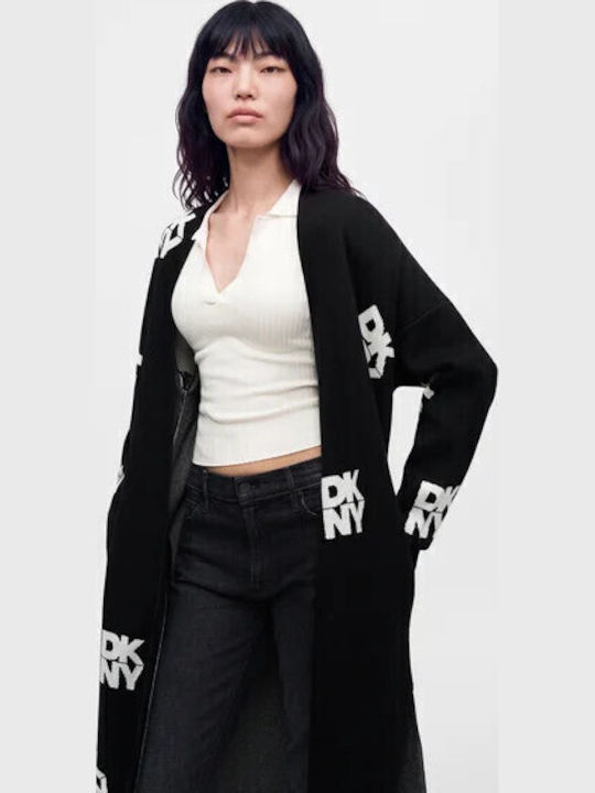 Long Women's Knitted Cardigan Black